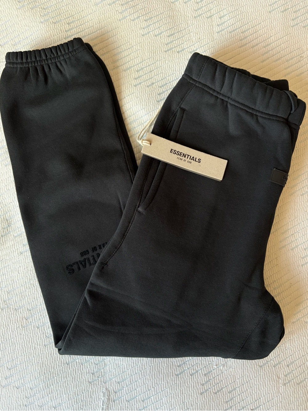 ESSENTIALS Men’s Black Jogger Sweatpants with Logo Tag